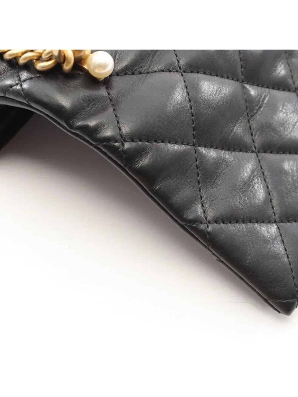 Chanel Shoulder Bag Quilted Black Lambskin Coco Pearl Mini Chain
